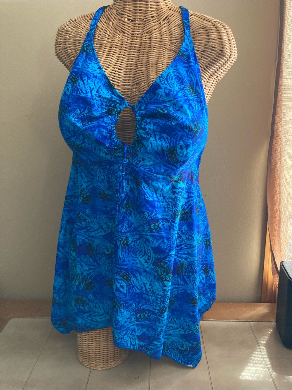 Blue Paisley Swim Tankini Top 24 NWT